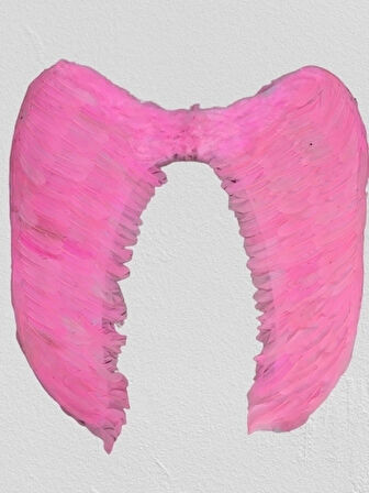 Mega Boy Pembe Renk Tüylü Melek Kanadı 100x85 Cm